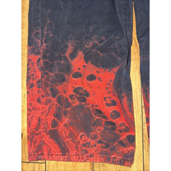 Shein Men’s Baggy Flame Jeans Black Red Bleach Wash 38x32 Streetwear Y2K Punk - Picture 2 of 5